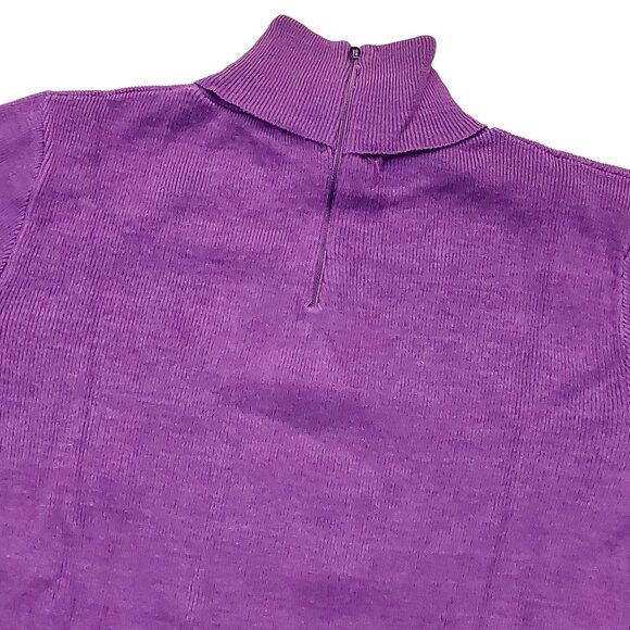 Pure Vintage 1940s-1950s Purple Long Sleeve Knit Turtleneck Sweater - Picture 9 of 11